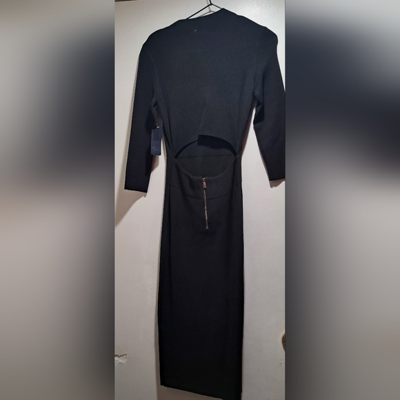 NWT Rachel Roy Black Ribbed Midi Knit Dress with Back Cutout Size:S - Picture 10 of 16